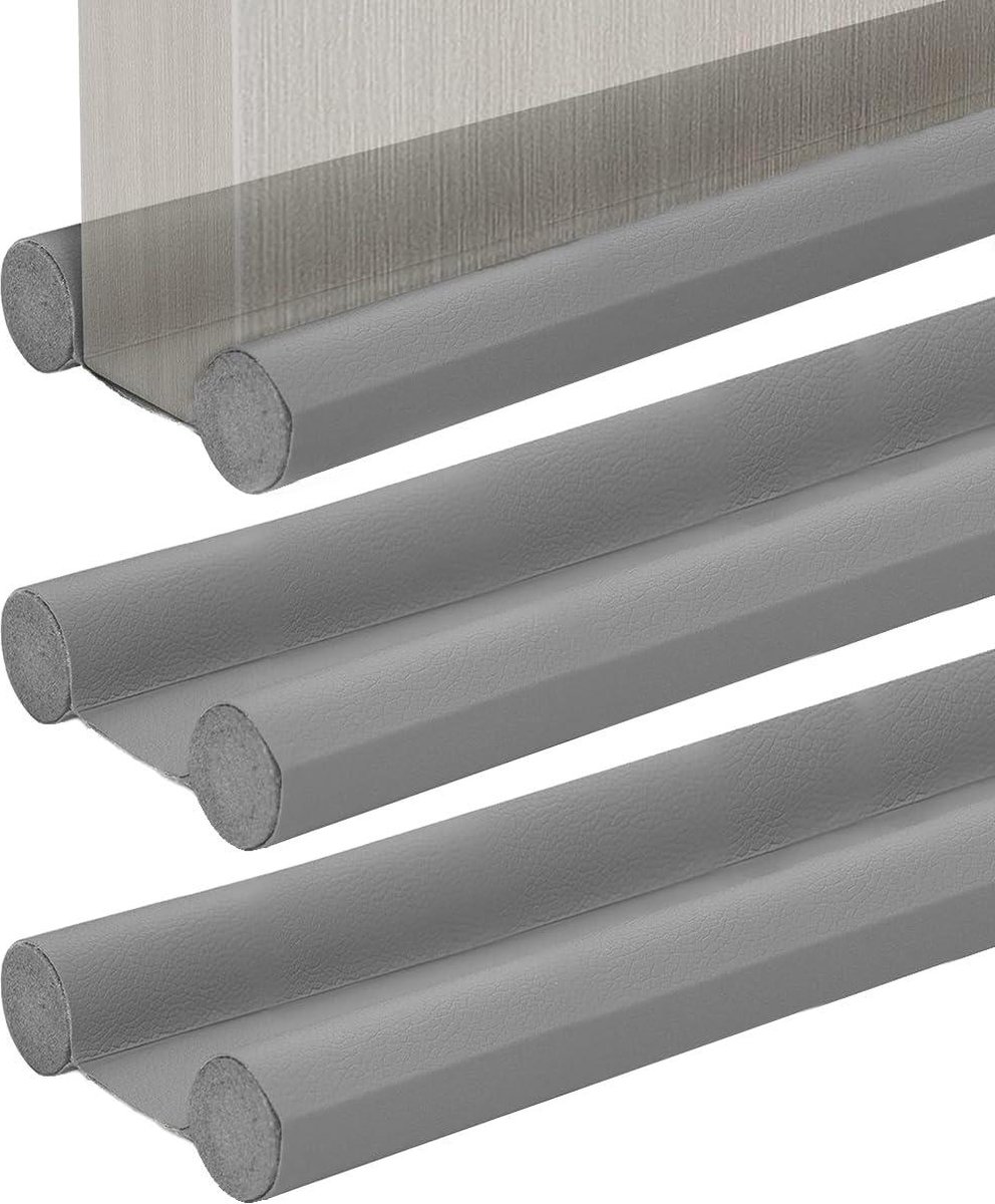 Tochtstopper 95 cm - Op maat te snijden - Dubbele afdichting - Windstopper - Bescherming tegen tocht en lawaai - Grijs door seal
