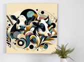 Modern koeien schilderij | Hedendaagse melkweg: een eigentijdse blik op de boerderijcultuur | Kunst - 100x100 centimeter op Canvas | Foto op Canvas
