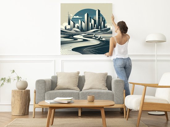 Sprouting Lines Poster – Line art op beige achtergrond
