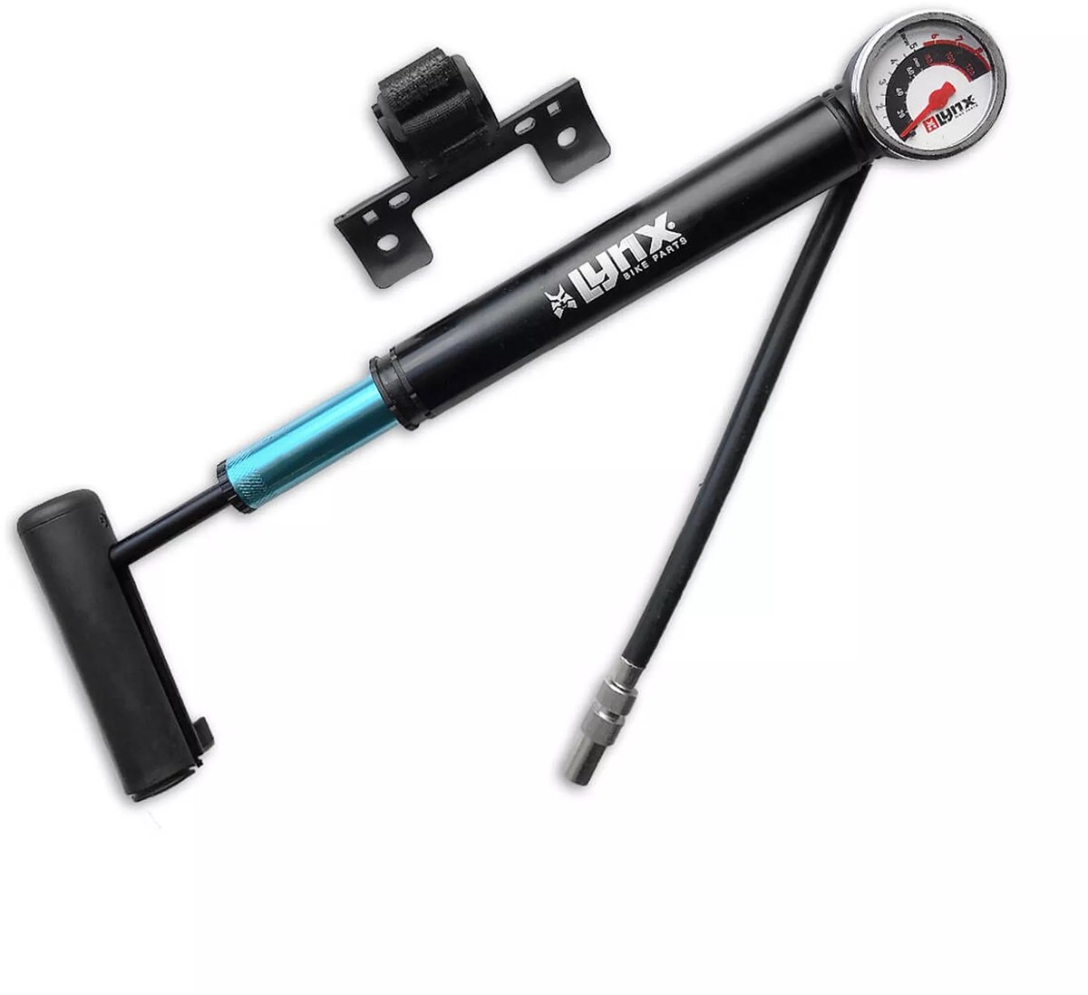 Lynx Mini Fietspomp - Met Framehouder en Nanometer - Zwart