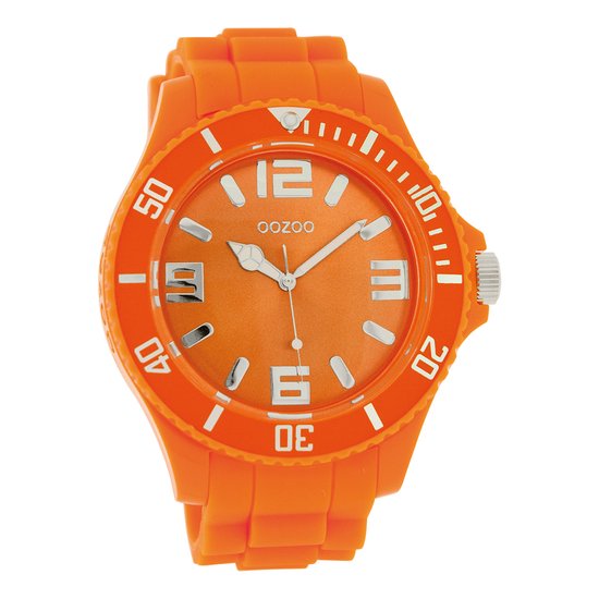 OOZOO Timepieces - Fluo oranje horloge met fluo oranje rubber band - C4333