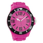 OOZOO Timepieces - Roze horloge met roze rubber band - C5819