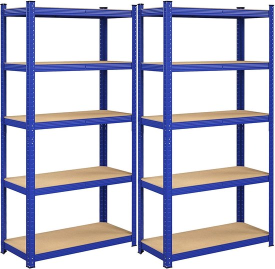 Foto: Rootz 2 delige set opbergrek garage organizer stalen frame verstelbare planken roestbestendig 180 cm x 90 cm x 40 cm