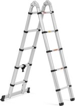 Opvouwbare telescopische ladder - 12 treden - aluminium - hoogte: 0.85 - 1.85/3.80 m - MSW