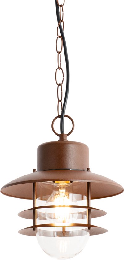 QAZQA shell - Industriele Hanglamp voor buiten - 1 lichts - Ø 21.6 cm - Roestbruin - Industrieel - Buitenverlichting
