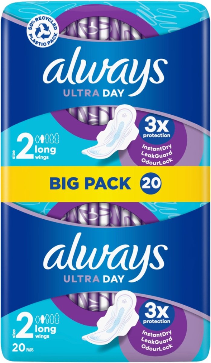 Goedkoopste Voordeelverpakking van 2 x Always Ultra Sanitary Towels Long with Wings 20 stuks
