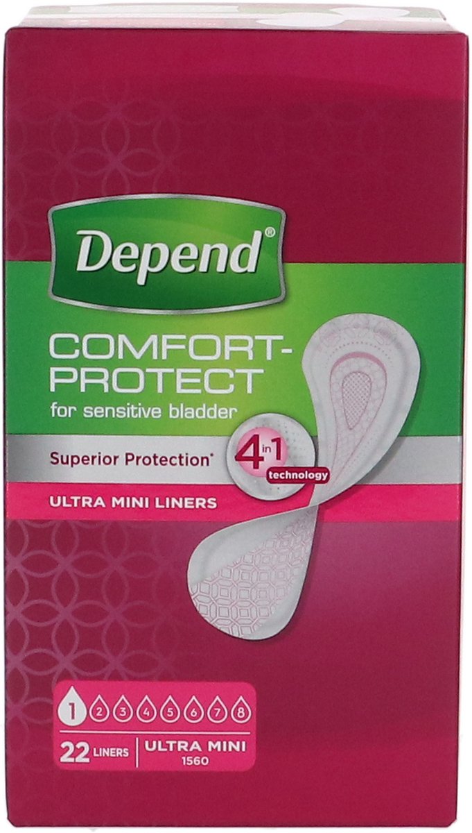 Goedkoopste Voordeelverpakking van 3 x Depend Verband Ultra Mini, 22 stuks