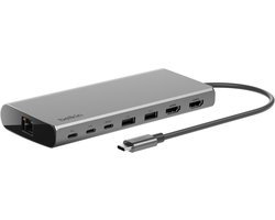 Belkin Universele USB-C 8-in-1 Dual Display Core Hub – Uitgebreide Aansluitmogelijkheden, 4K Dual Display, USB-C Power Delivery
