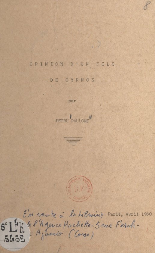 Opinion d'un fils de Cyrnos