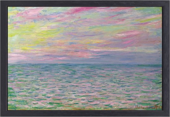Coucher de soleil en mer, près de Pourville - Tableau Claude Monet - Peintures sur mer - Peintures sur toile Nature - Peintures modernes - Peinture sur toile avec châssis plateau - Décoration de bureau sur toile avec châssis plateau 70x50 cm