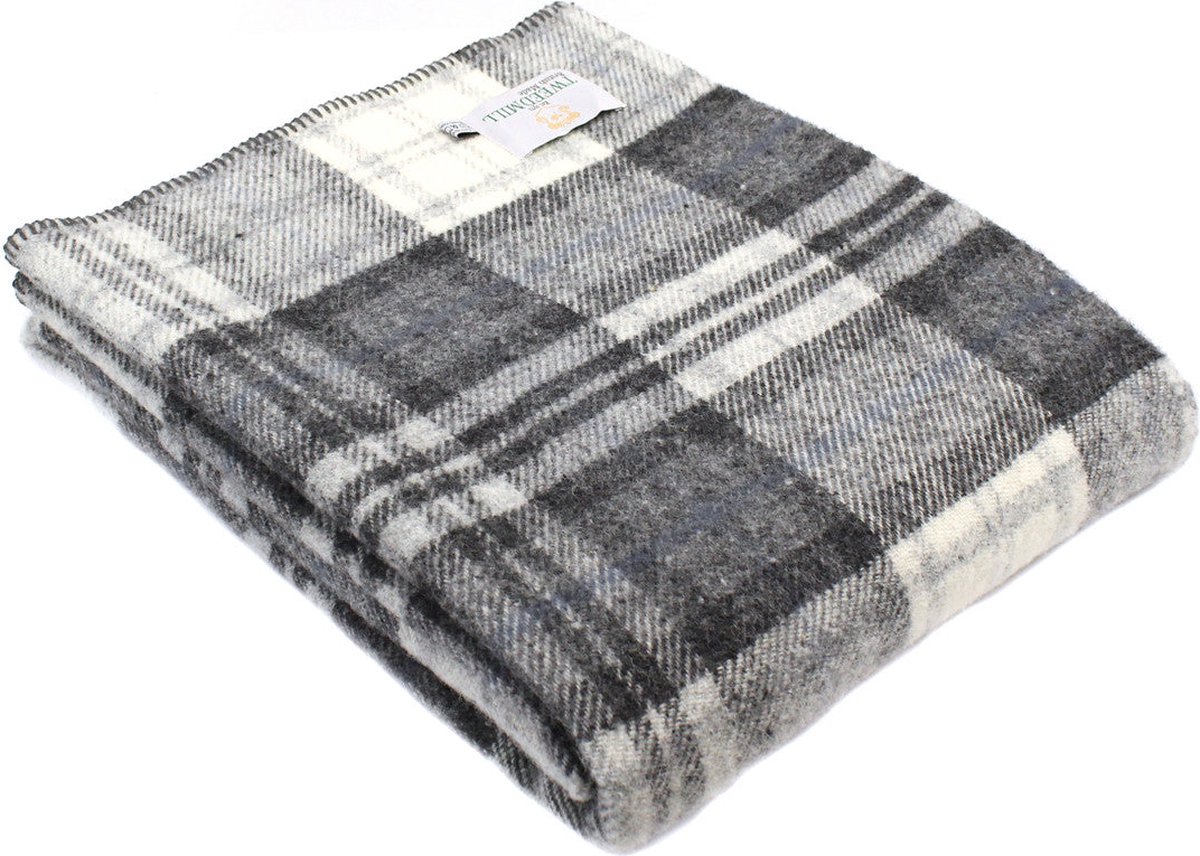Tweedmill Plaid zonder franje Tartan Cottage Grijs - 150x183 - Nieuw Wol - Tweedmill UK