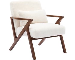 sweeek - Scandinavische fauteuil van walootkleurig hout en imitatiebonteffect - antoine