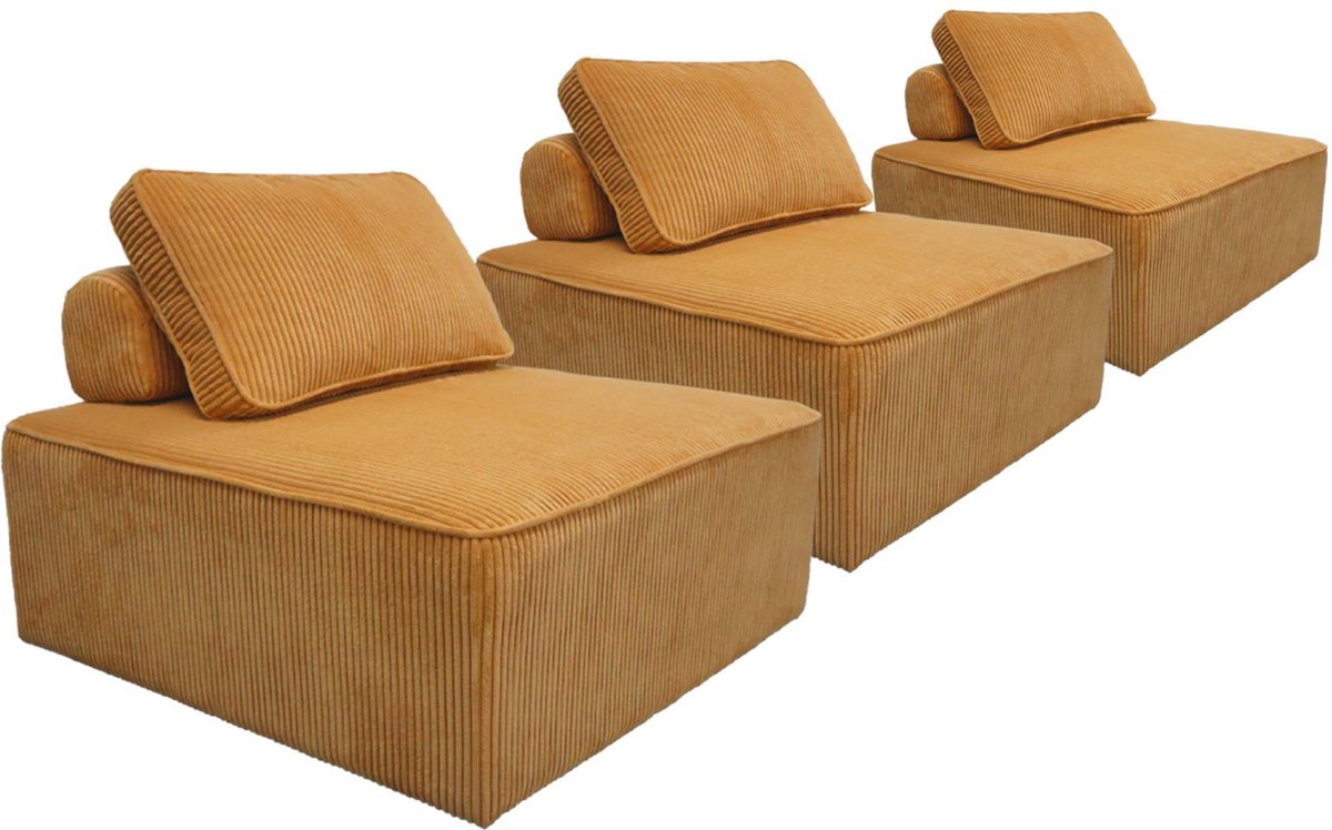 sweeek - Set van 3 fauteuils voor modulaire bank corduroy 1 zitplaats l 90 x b 90 x h 78 cm - lao
