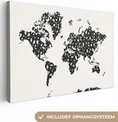 Wereldkaart en chiffres noirs épais 120x80 cm