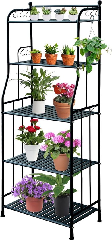 4-laags plantenrek, metaal, bloemenrek, 100 cm, meerlaagse bloemenstandaard, plantenstandaard, bloemenbank, bloementrap, plantentrap, staand rek voor tuin, patio, balkon, decoratie, woonkamer