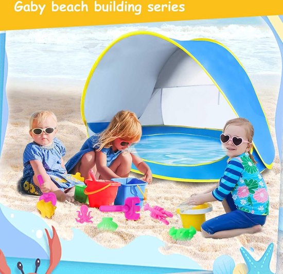 Sun Shade Shelter Beach Tent UPF 50+ Wind Protection Portable for Toddlers 0-3 Years Garden Camping - With Pool Beach Tent van Monobeach. — afbeelding 5