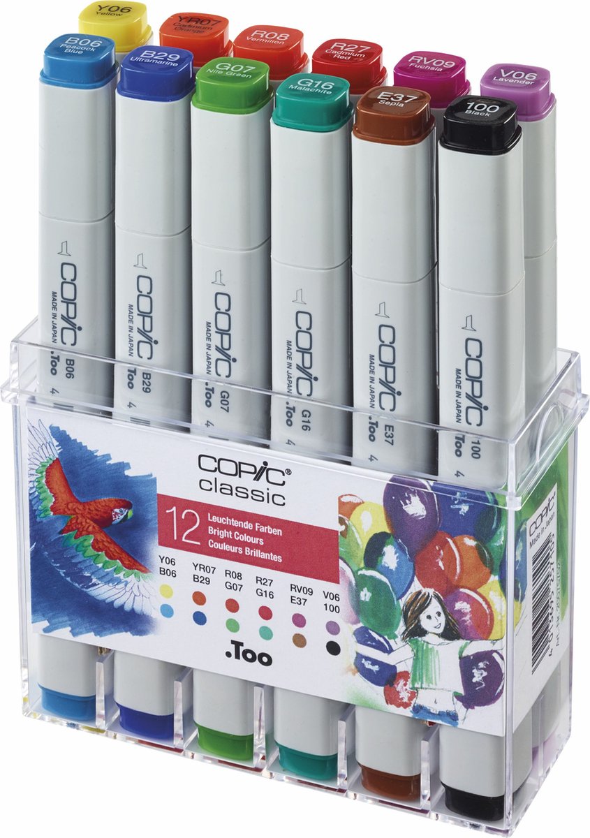 Set van 12 Markers - Levendige Kleuren, Navulbaar