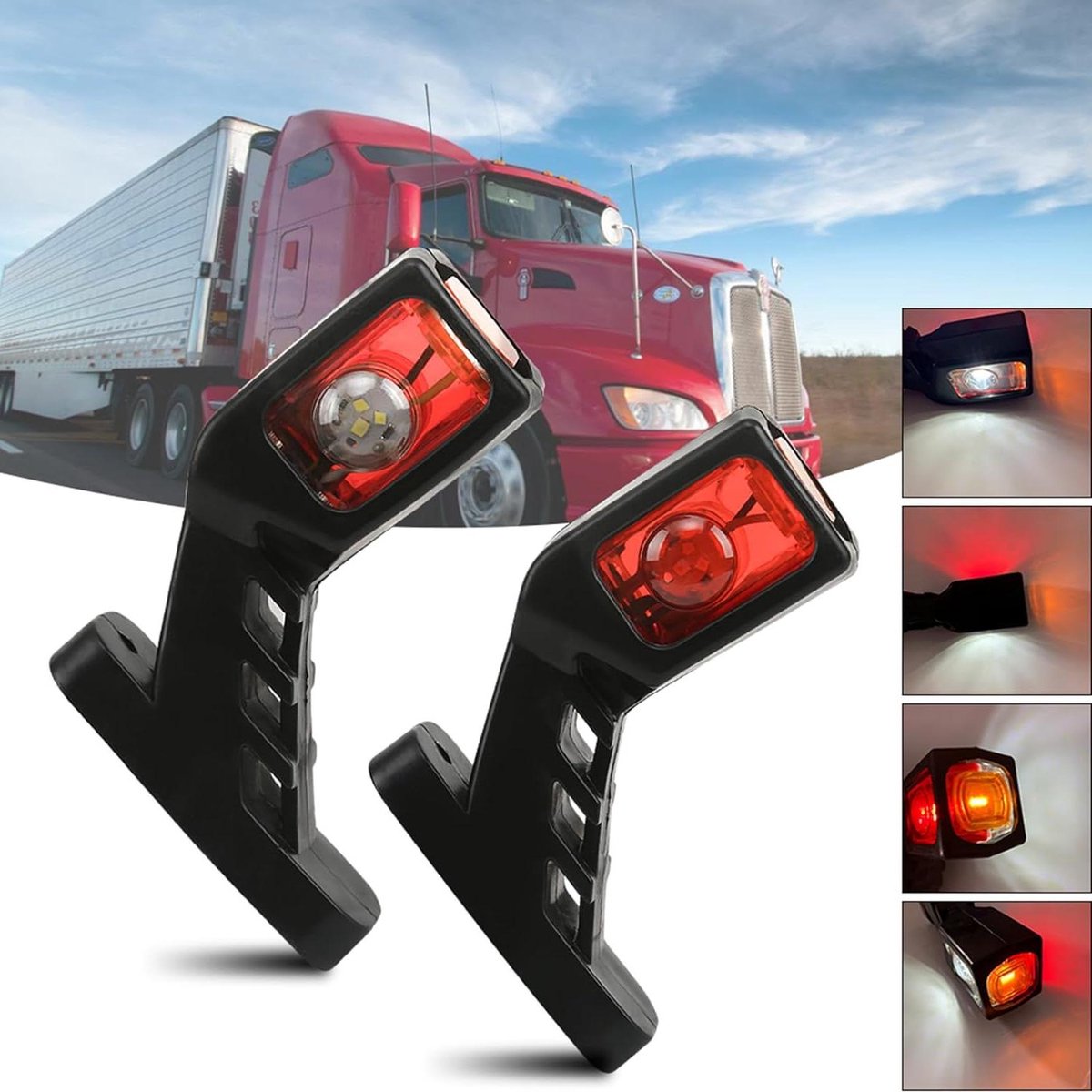 2 x 9LED zijmarkeringslichten - 24 V - vrachtwagen camper caravan - geel wit rood - waarschuwing Vrachtwagen Accessoires