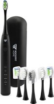 Rockerz Elektrische Tandenborstel - Inclusief 5 opzetborstels en reiskoker - 40.000 vibraties per minuut - Waterdicht IPX7 - Smart timer - Kleur: Zwart