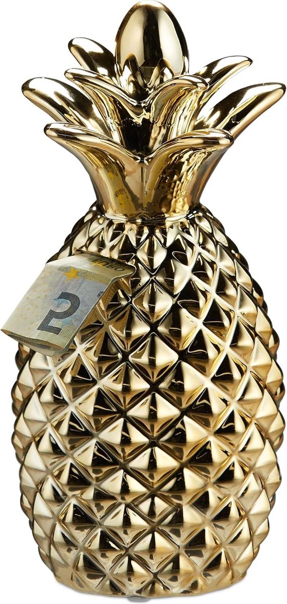 Spaarpot Trendy Design Ananas Goud HxD 24 x 105 cm Decoratie Munten & Biljetten 1 Stuk