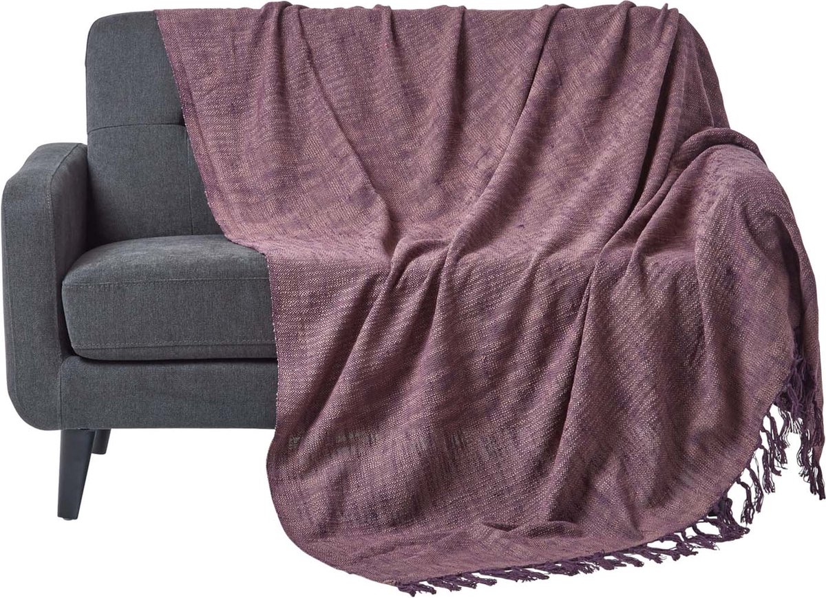 Homescapes Nirvana plaid, 100% katoen, paars, 225 x 255 cm
