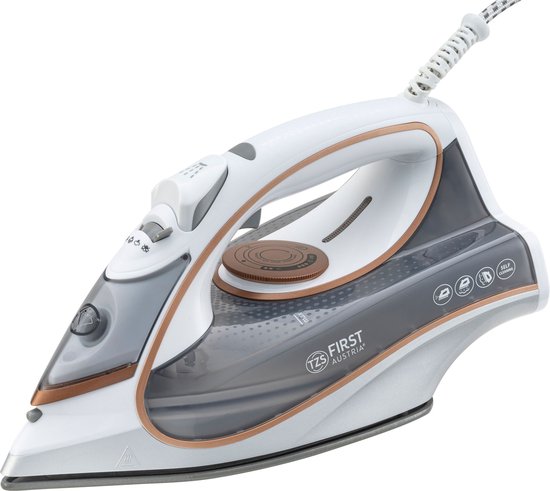 TZS First Austria Stoomstrijkijzer - 3200W - Keramische Zoolplaat - Wit