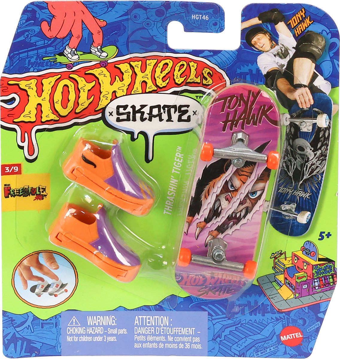 Hot Wheels Vingerskateboard Thrashin’ Tiger Multicolor