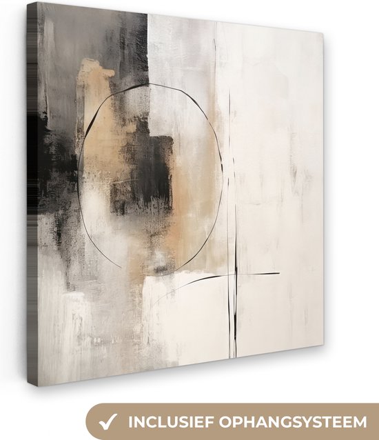 Canvas schilderij 50x50 cm - Wanddecoratie Kunst - Abstract - Grijs - Industrieel - Muurdecoratie woonkamer - Kamer decoratie modern - Abstracte schilderijen