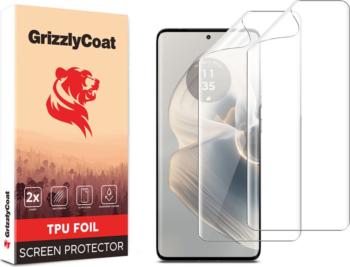 GrizzlyCoat Screenprotector geschikt voor Motorola Edge 50 Pro Hydrogel TPU | GrizzlyCoat Screenprotector - Case Friendly (2-Pack)