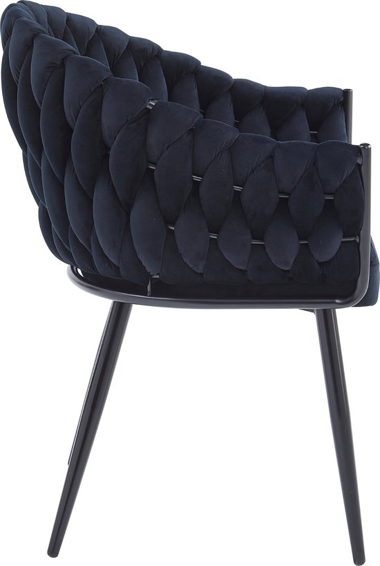 Colenis® - Chaise de salle à manger Wave - Set de 4 - Zwart - Velours - Velours - Design
