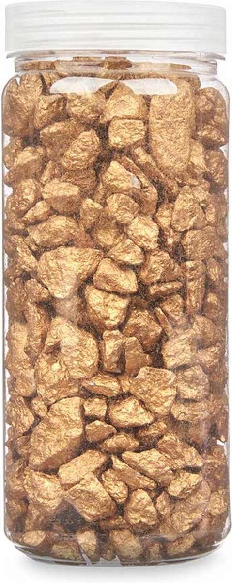 Giftdecor decoratie stenen/steentjes/kiezels - goud - 10-20 mm steentjes - potje 700 gram - Aquarium en vazen vulling