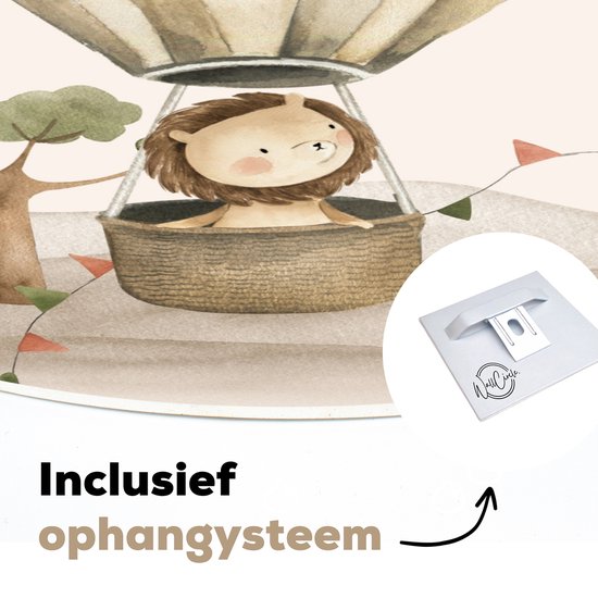 WallCircle® Cercle mural 140x140 cm - Cercle mural Montgolfière - Lion - Aquarelle - Safari - Animaux - Chambre enfant - Chambre de bébé - Décoration murale cercle salon - Décoration murale chambre - Accessoires décoration chambre - Tableaux ronds