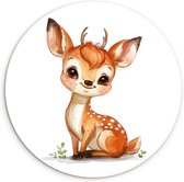 WallCircle® Wandcirkel 60x60 cm - Muurcirkel Baby hert - Schattig - Dieren kinderkamer - Babykamer - Muurdecoratie woonkamer - Wanddecoratie slaapkamer - Kamer decoratie accessoires - Ronde schilderijen - Woonaccessoires binnen cirkel