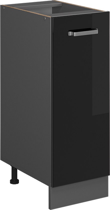 Vicco Armoire à pharmacie R- Line, Zwart brillant/Anthracite, 30 cm sans plan de travail