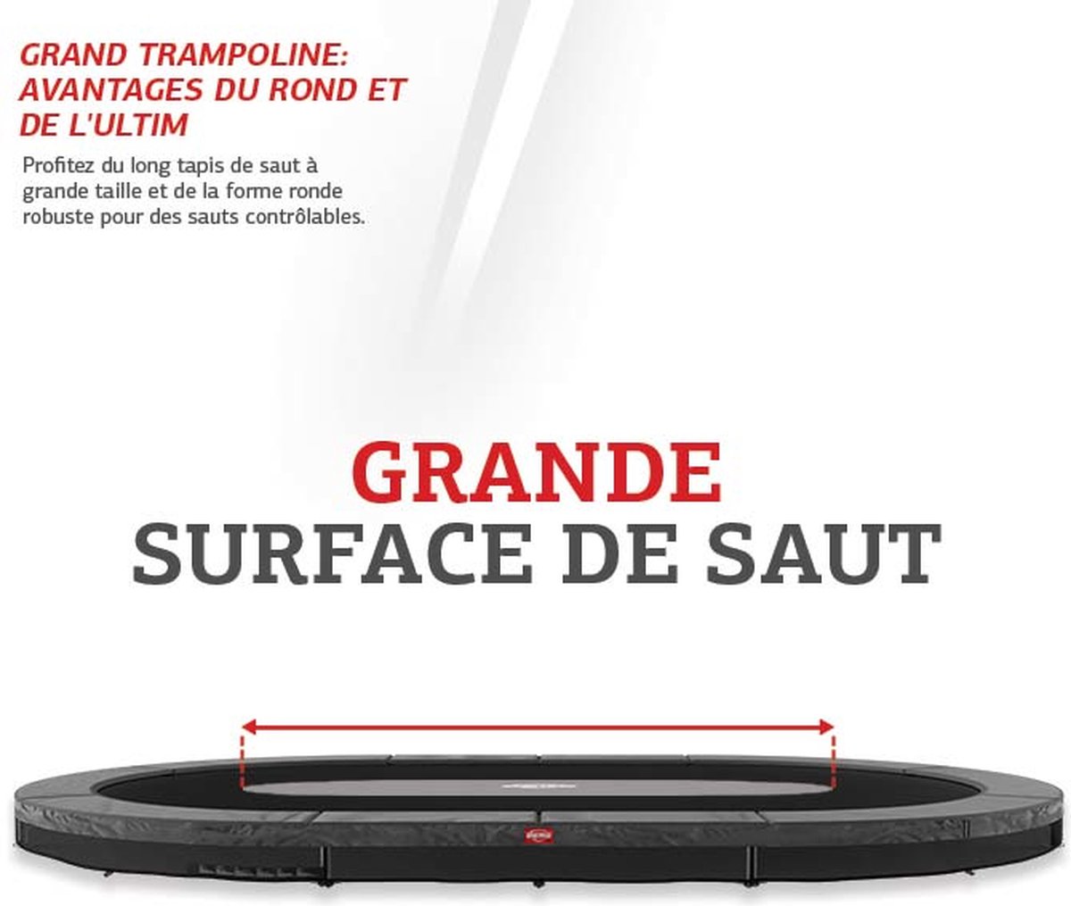 BERG Grand Favorit Regular 520 Trampoline Op Poten - Safety Net Comfort - AirFlow Springdoek - Grijs – foto 2