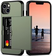 Mobiq - Coque iPhone 15 Hybrid Card avec porte-carte - vert