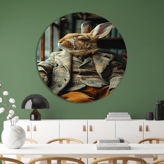 Cercles muraux lapin - Cercles muraux animaux - Cercles muraux Chaise - Tableaux modernes - Peinture - Décoration salon cercle mural forex 80x80 cm