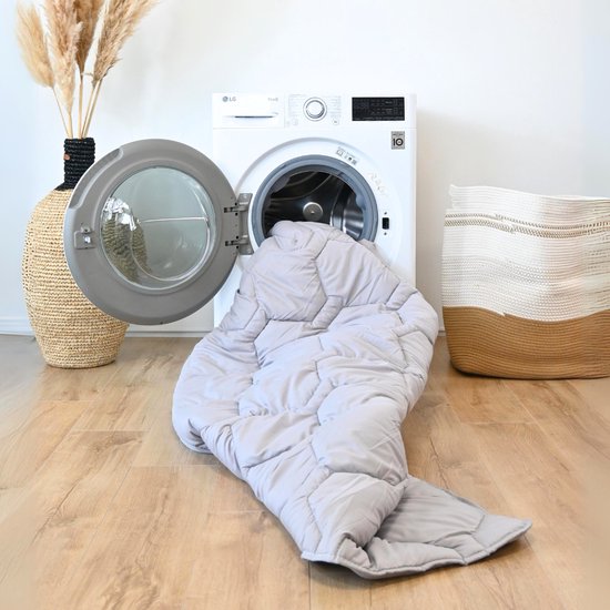 HappyBed Dekbed zonder overtrek 240x220 - Bedrukt dekbed zonder hoes - Hoesloos Dekbed met Print - Wasbaar - Lits Jumeaux - Grijs