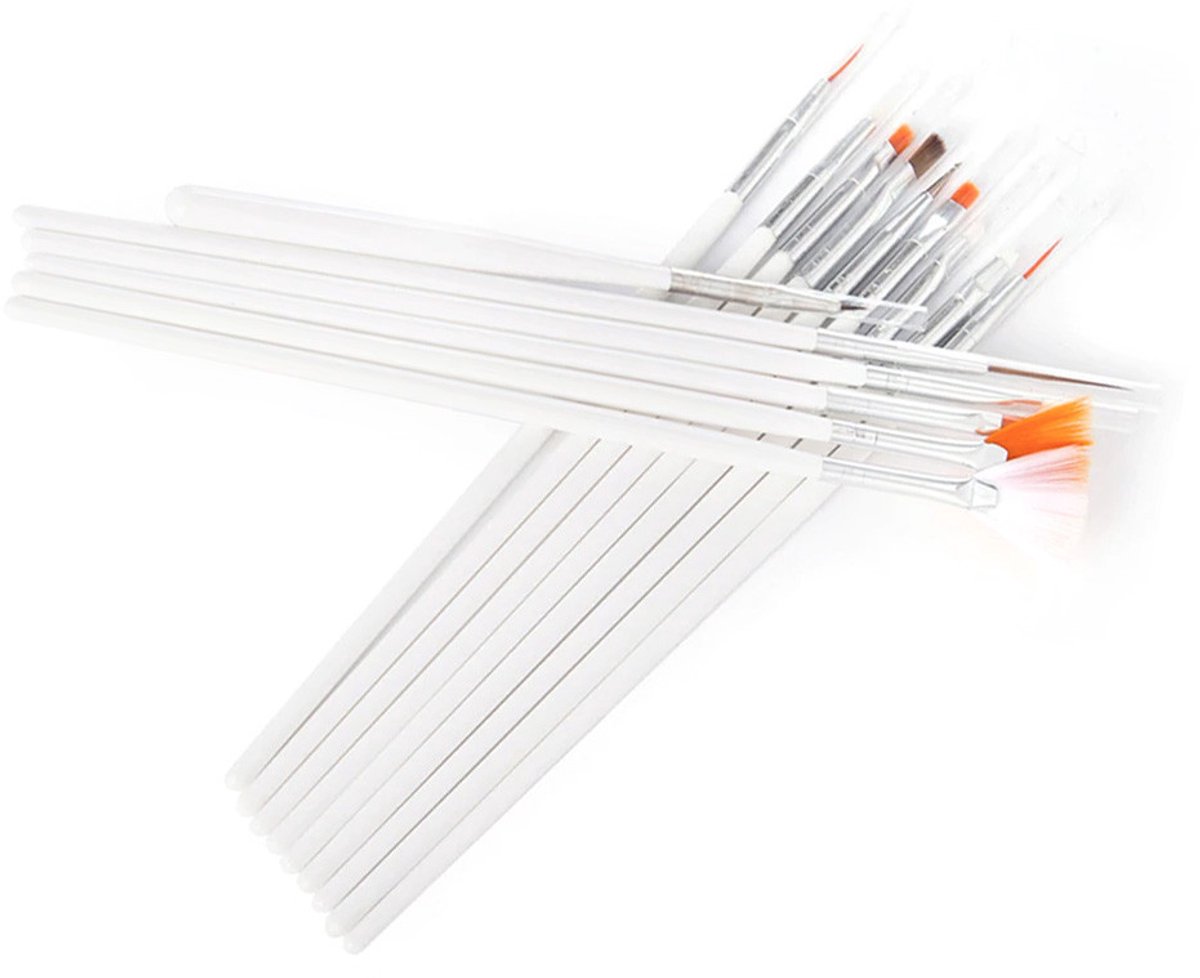 DRM 15-Delige Nail Art Penselen Set Wit