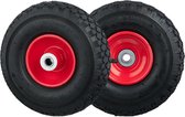 Bol.com steekwagenwiel 3.00-4 set van 2 luchtbanden - bolderkar stalen velg - 100 kg - zwart-rood Bolderkar aanbieding