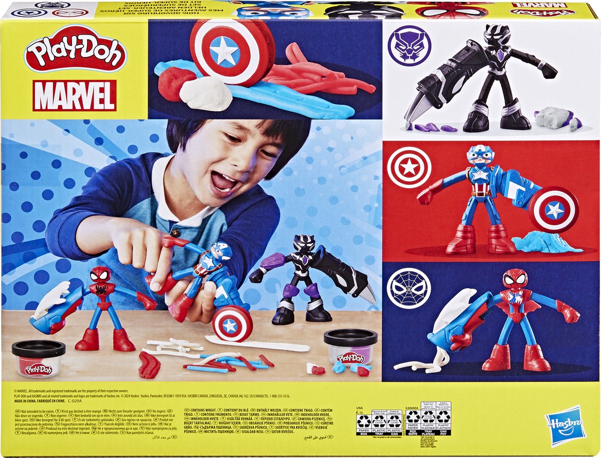 Play-Doh Marvel Heldenavonturen Speelset - Boetseerklei - Inclusief 3 figuren - Spider-Man - Black Panther - Captain America — afbeelding 4