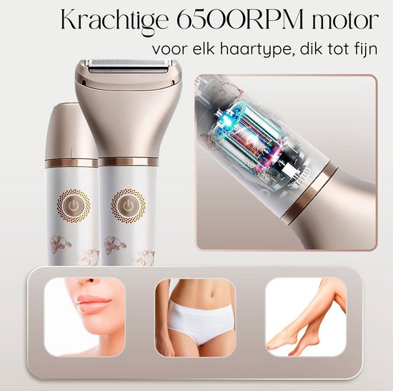 2-in-1 Ladyshave + Extra Scheerkop - Gezicht - Oksels - Benen - Bikinilijn - Scheerapparaat Vrouw - Ontharingsapparaat Electrisch Ontharen - Gezichtsontharing Dames - Trimmer Vrouw - Ladyshaves Bikini - USB Oplaadbaar