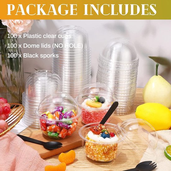 Kucoele 4 Inch Gouden Mini Plastic Lepels - 100 Stuks Wegwerp Dessertlepels