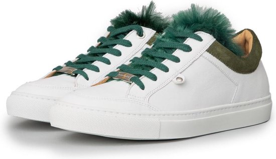 KUNOKA Gabrielle white/khaki collar - Sneakers Dames - maat 36 - Wit Groen  | bol.com