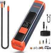 Bol.com Draagbare luchtcompressor - 150PSI 6000mAh met digitale LCD/LED zaklamp - DC 12V mini bandenpomp voor auto/fiets/motor/bal aanbieding