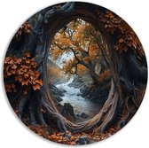 Cercle mural arbre - Décoration murale nature rond - Peinture autour de la rivière - Tableaux ruraux - Tableau - Tableau peinture oeuvre cercle mural forex 70x70 cm