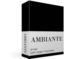 Ambiante jersey split-topper hoeslaken - Tweepersoons - Black