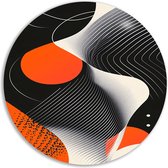 Vormen rond schilderij - Kunst muurcirkels - Wandbord Lijnen - Landelijke schilderijen - Wandschalen - Decoratie muur muurcirkel aluminium 80x80 cm
