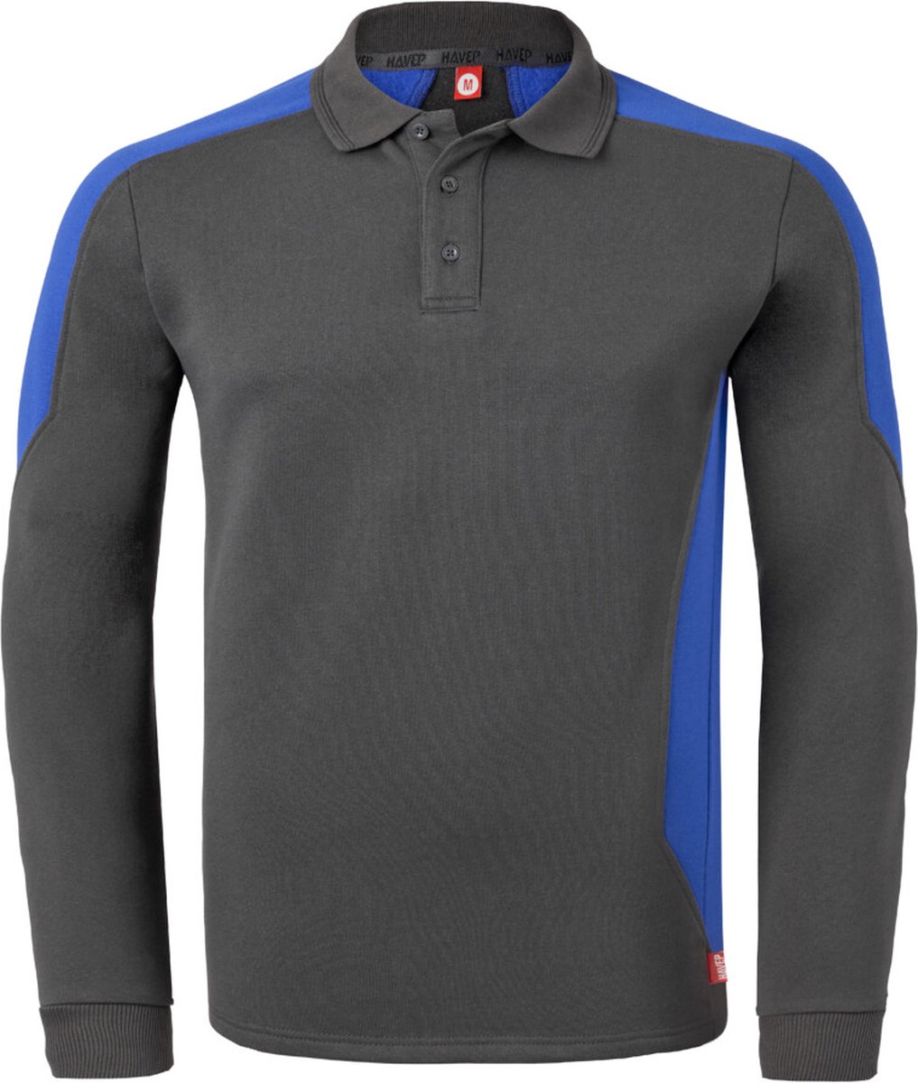 HAVEP Polosweater Bicolor 10075 - Charcoal/Korenblauw - L