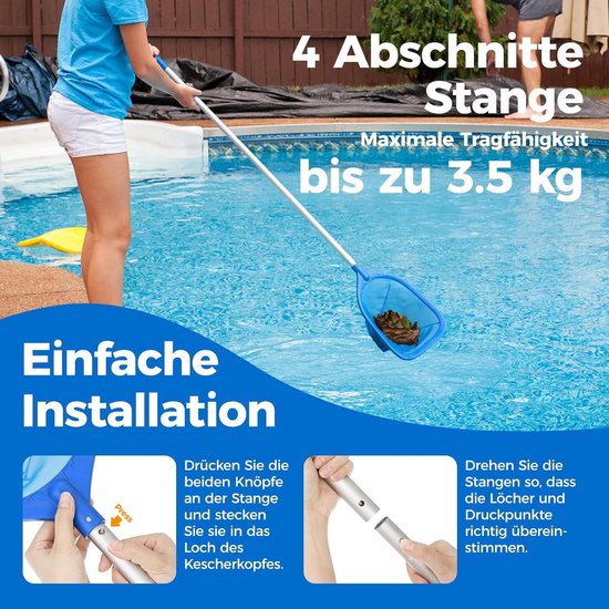 Swimming pool landing net with telescopic rod blue - Mowend van Mowend — afbeelding 5